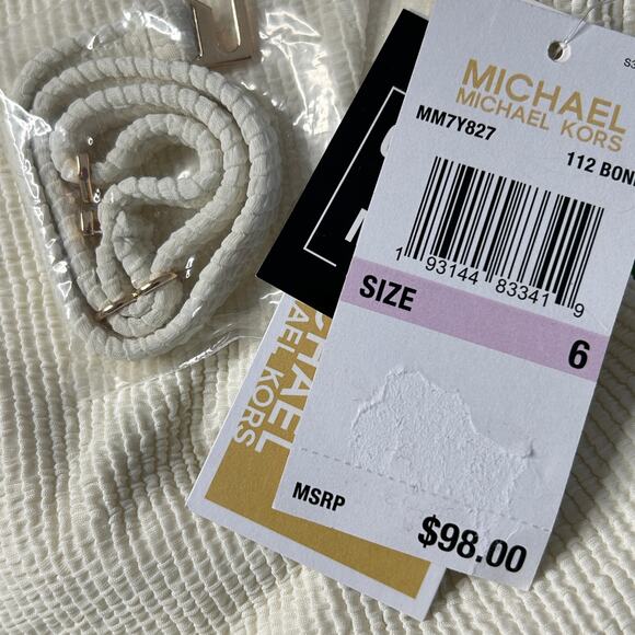 Michael MK Textured One Shoulder Cutout One Piece Swimsuit Cream Women 6 NWT - Picture 9 of 9